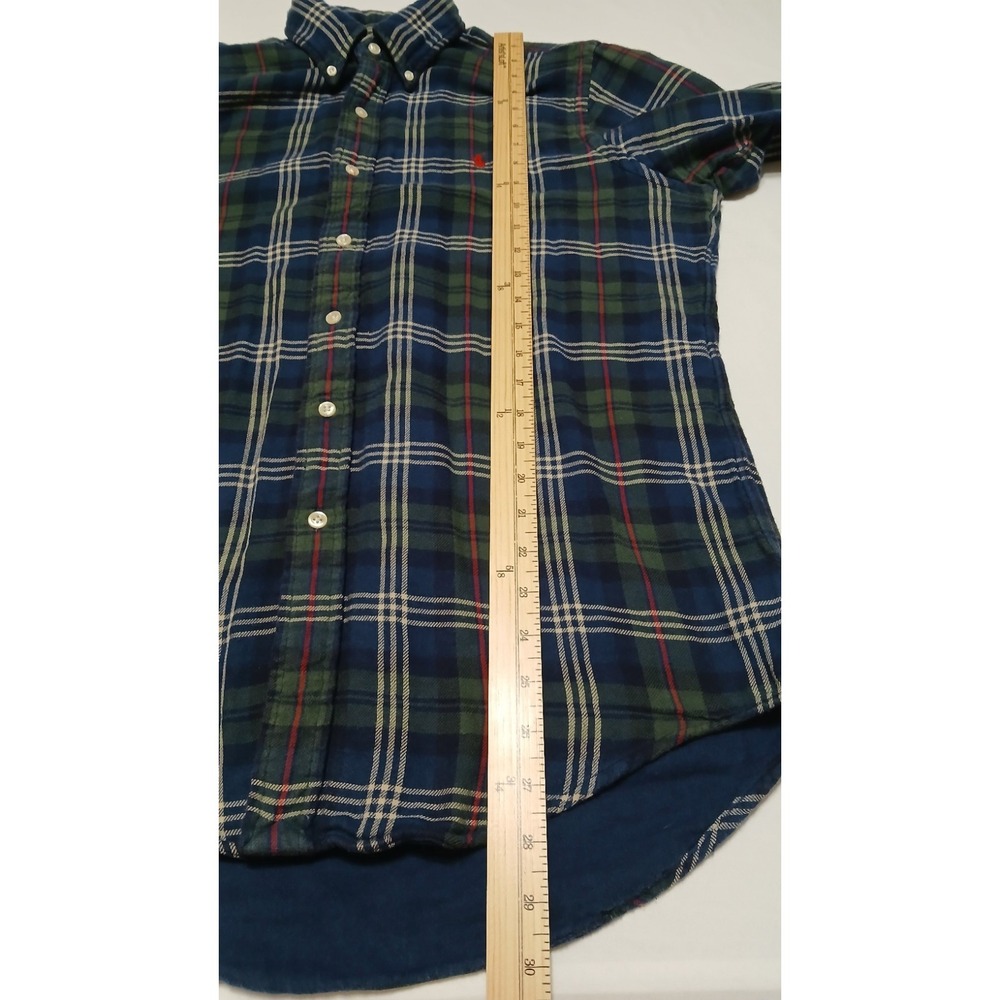 Polo Ralph Lauren Shirt Mens M Green Blue Tartan Plaid Cotton Lined Classic Fit - Picture 5 of 14